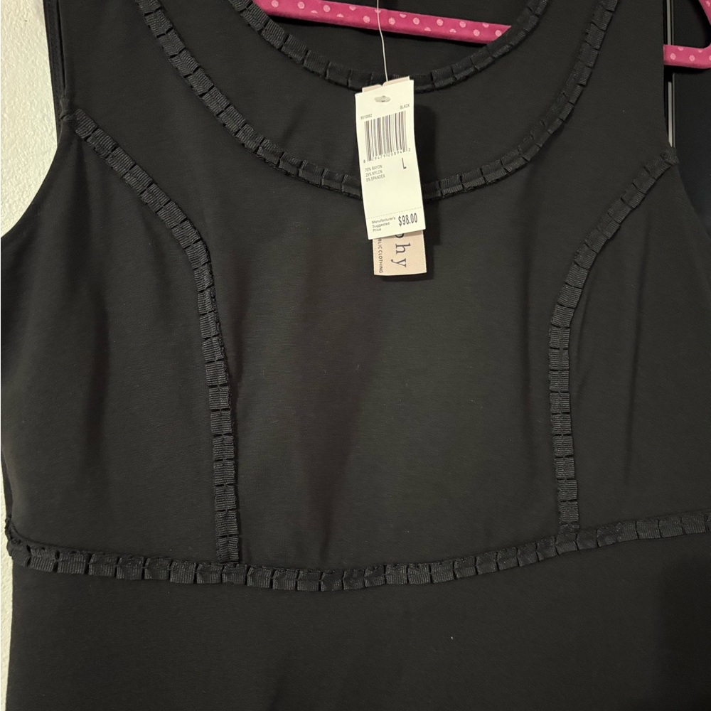 Philosophy Black Sleeveless Sheath Dress with Trim Detail